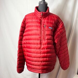 Patagonia Red 1/3 Zip Goose Down puffer